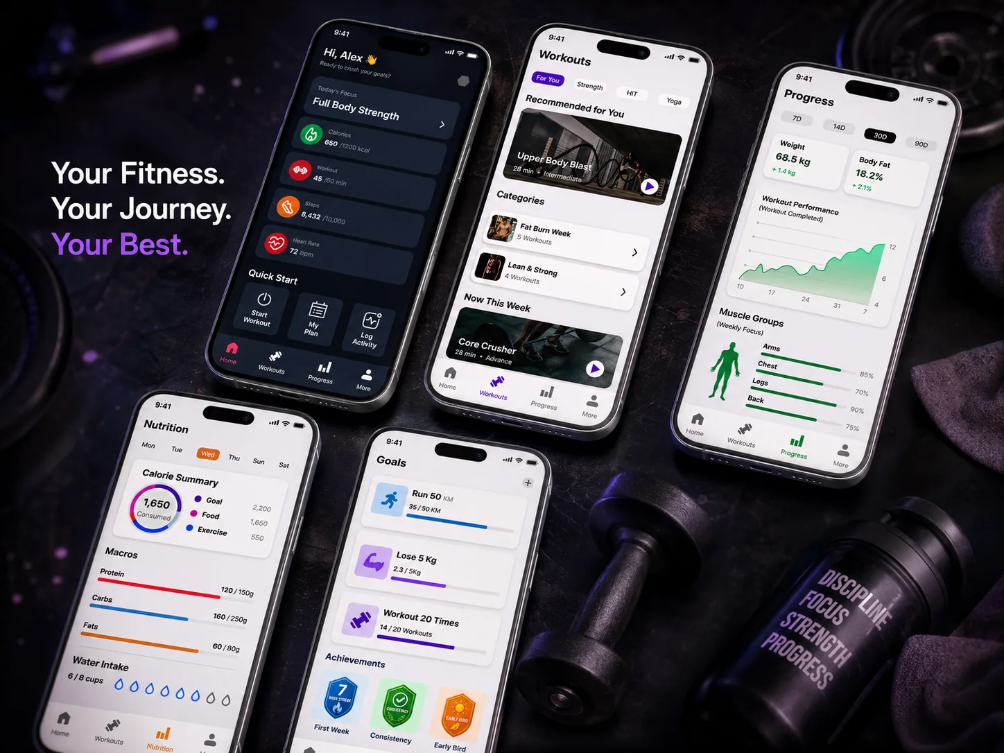 Fitness Tracker Mobile App UI/UX Design by Zeeshan Ahmed